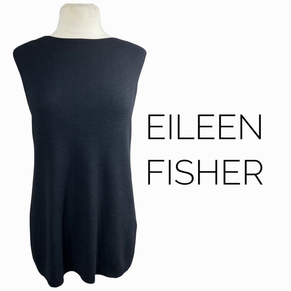 Eileen Fisher Tops - Eileen Fisher black sleeveless tunic size Small